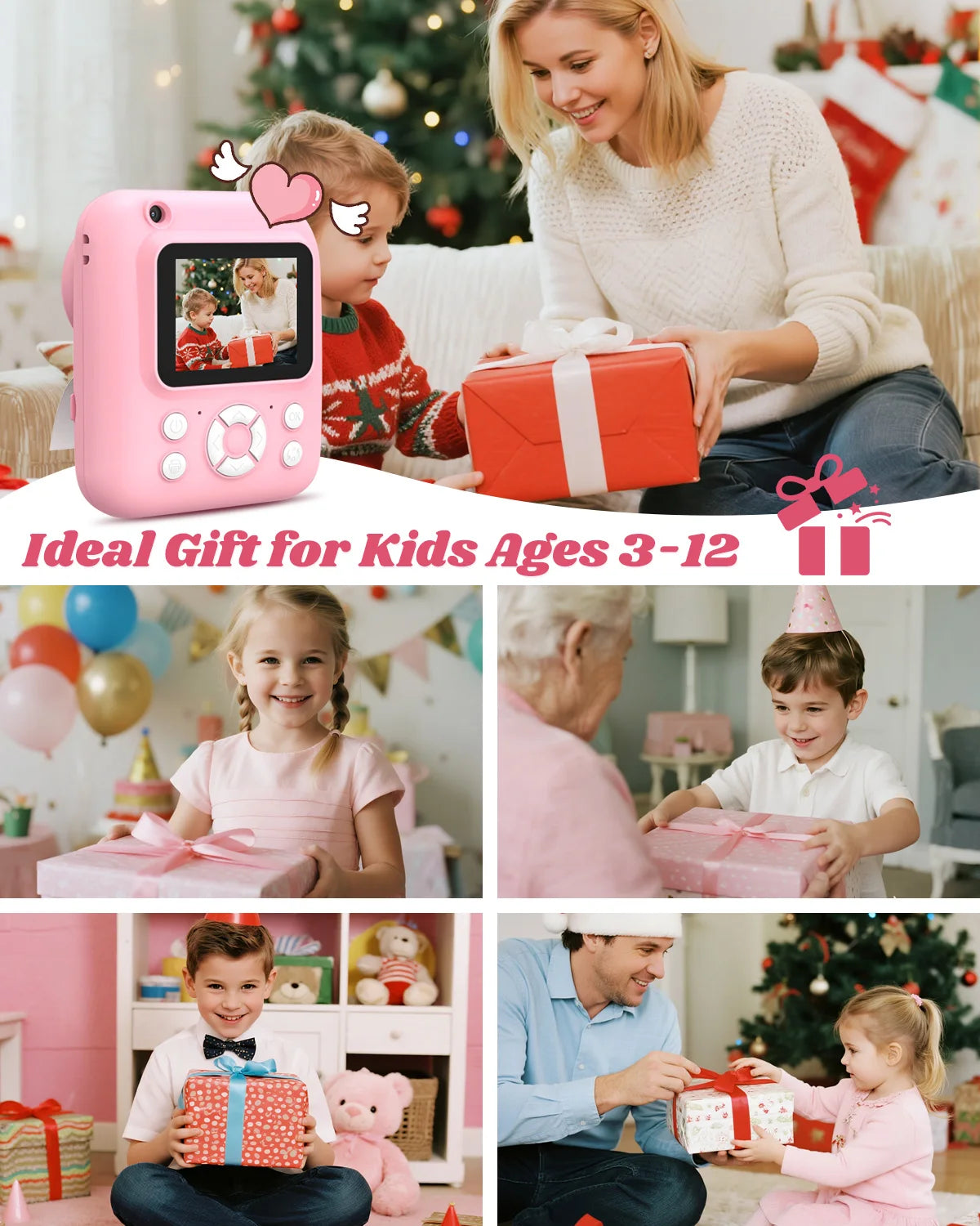 W&O Kids Instant Print Camera With LCD, Dual Lens And 16X Zoom