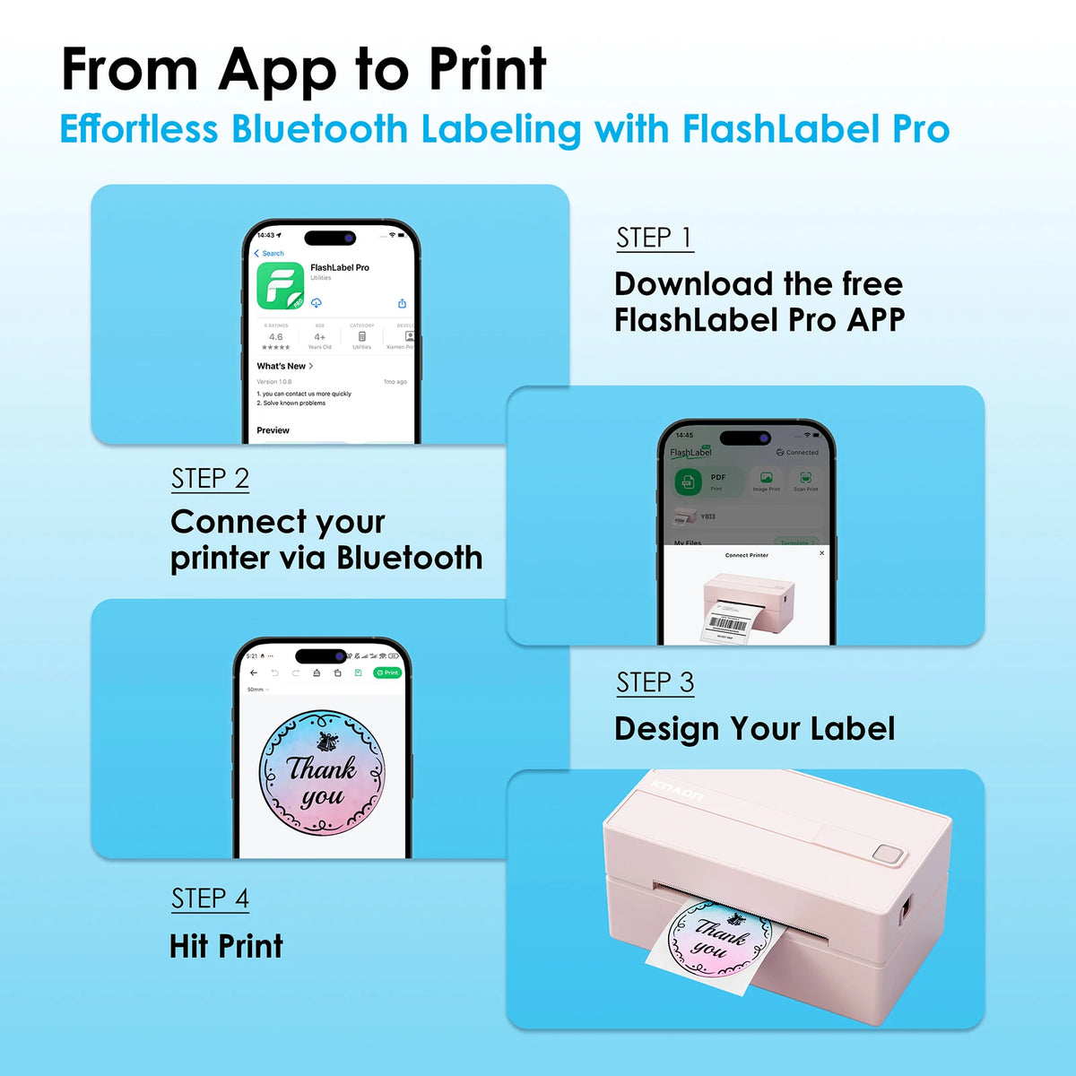 Knaon 4x6 Shipping Thermal Label Printer For Small Business