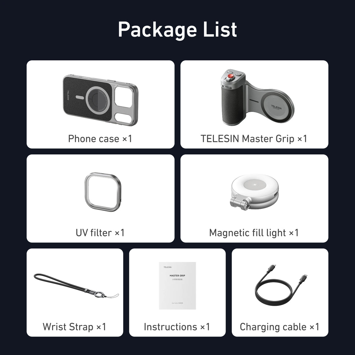 TELESIN Master Grip Kit for iPhone 17 Pro Promax Magnetic Phone Camera Grip 3200mAh Battery Wireless Charging Cooling Holder