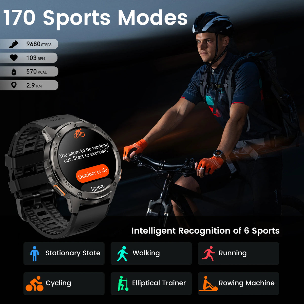 KOSPET Tank T3 Watch for Men with Call Text AMOLED