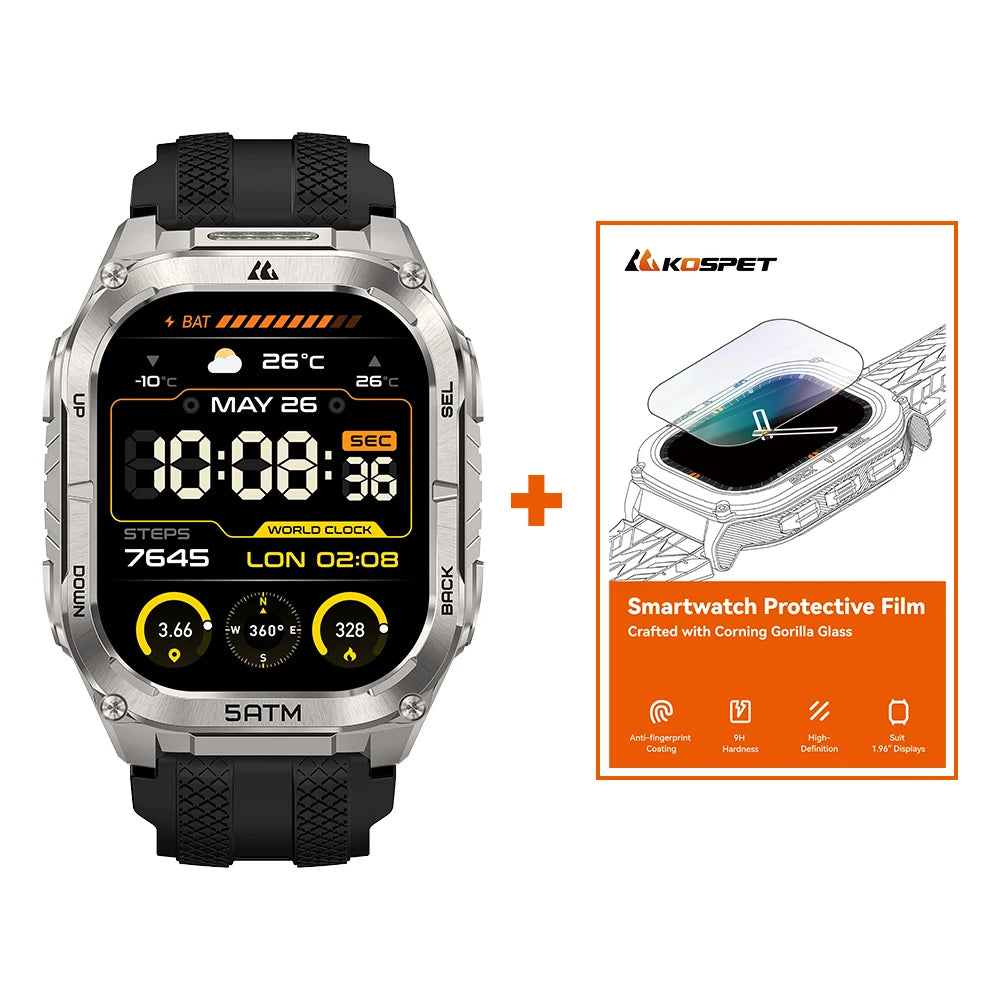 KOSPET Tank M4C GPS Smartwatch Waterproof Flashlight Health Monitor