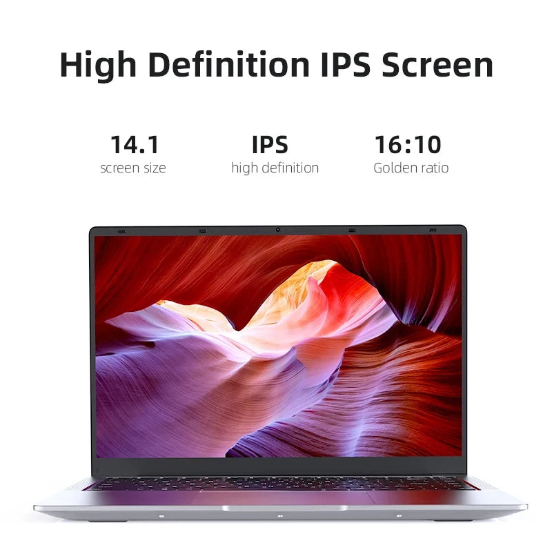 Xiaman 14.1" Ultra Slim Windows 11 Pro Laptop Computer Intel Atom A3950 12GB RAM 1TB 2TB SSD Notebook PC 1080P HD Office Study Laptops