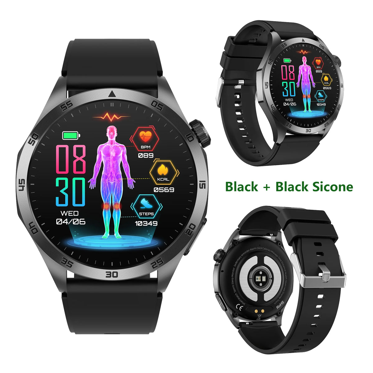 Male Health Smartwatch With ECG PPG Blood Pressure Monitor