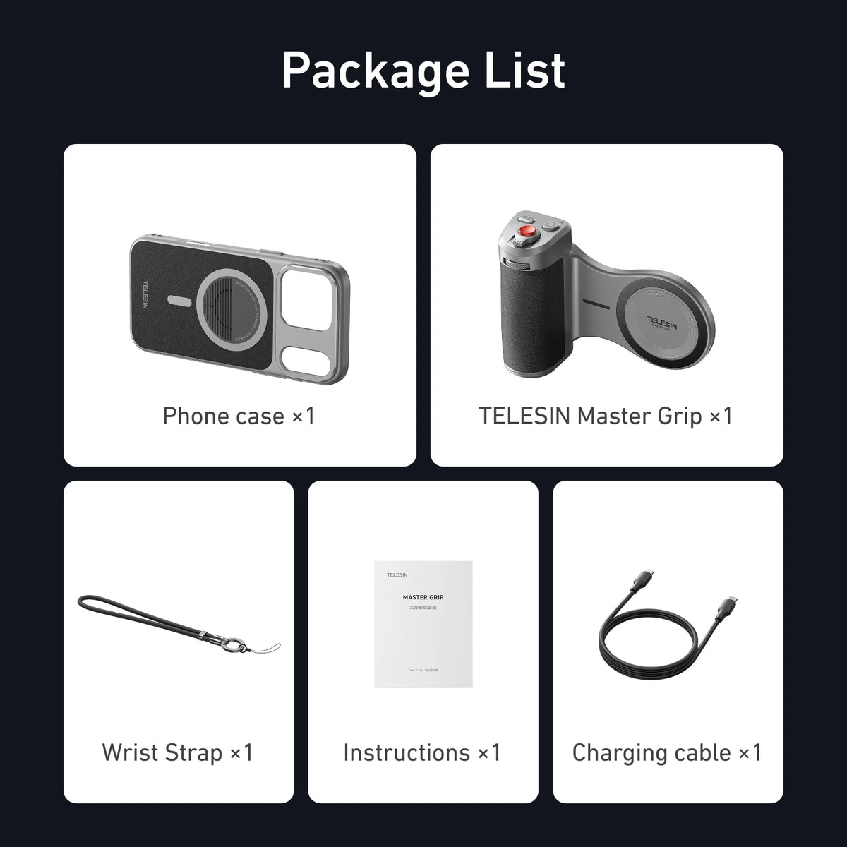TELESIN Master Grip Kit for iPhone 17 Pro Promax Magnetic Phone Camera Grip 3200mAh Battery Wireless Charging Cooling Holder