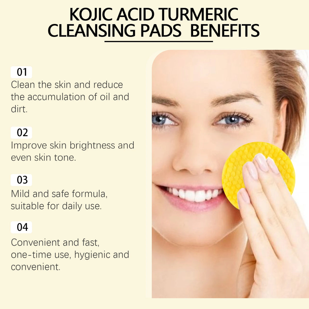 Hoygi Turmeric Kojic Acid Cleansing Pads For Dark Spot Brightening