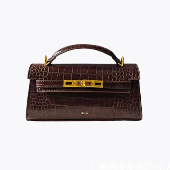 JW PEI Noor Leather Top Handle Handbag Crocodile Embossed