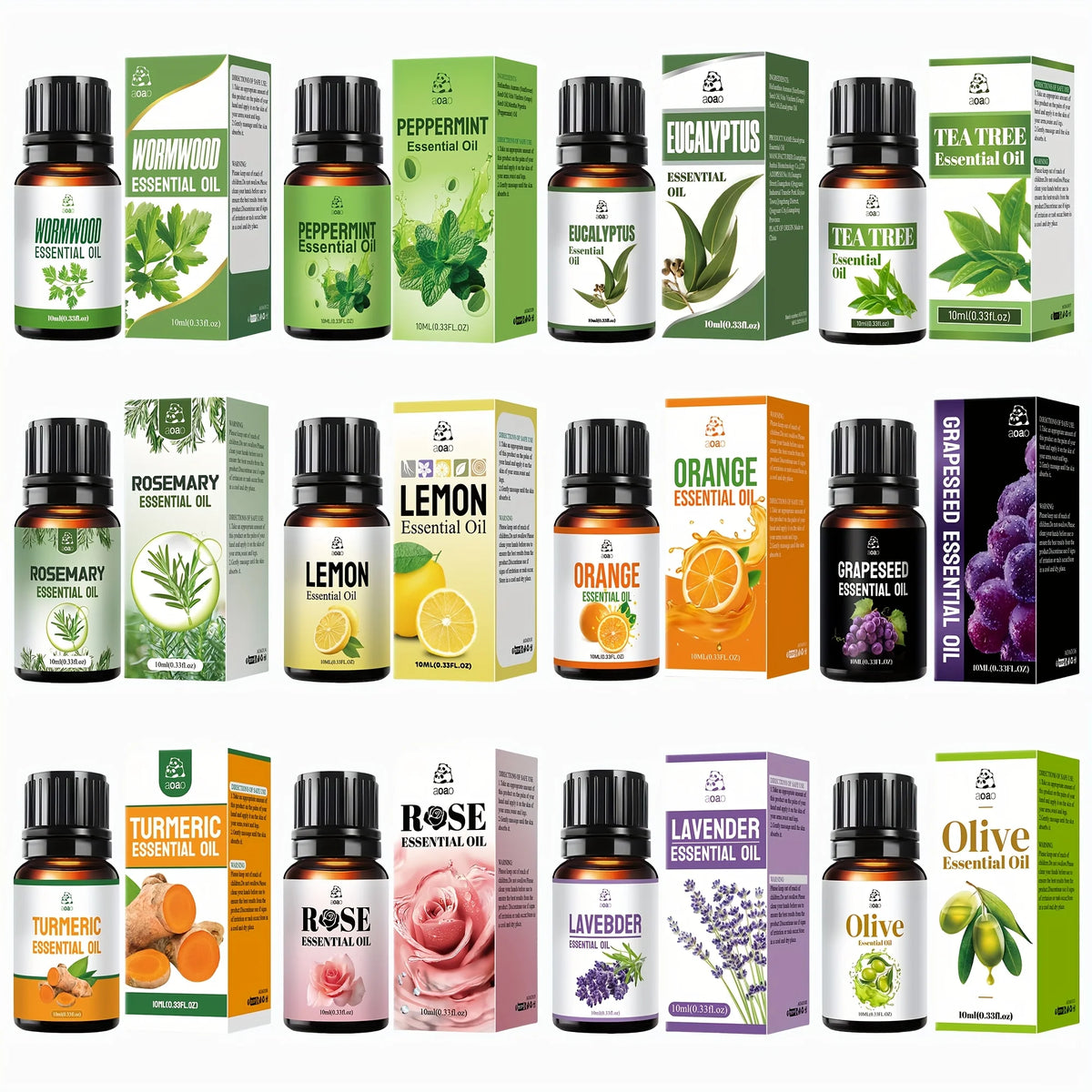 Aoao 12 Pc Essential Oil Blend For Facial Hair And Body Massage
