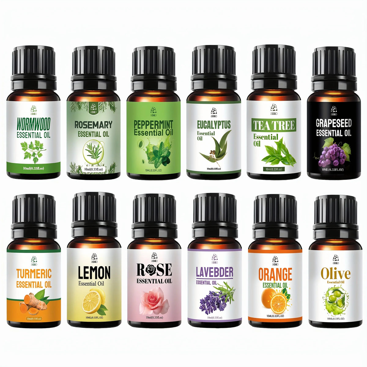 Aoao 12 Pc Essential Oil Blend For Facial Hair And Body Massage