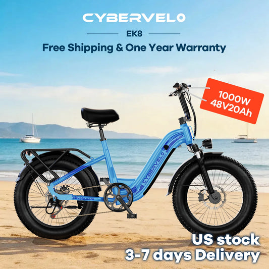 Cybervelo 1000W Peak Electric Bike Removable Battery Fat Tire