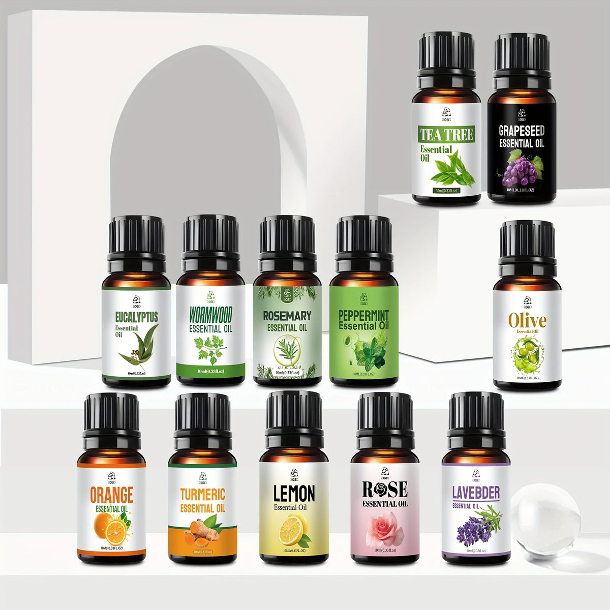 Aoao 12 Pc Essential Oil Blend For Facial Hair And Body Massage
