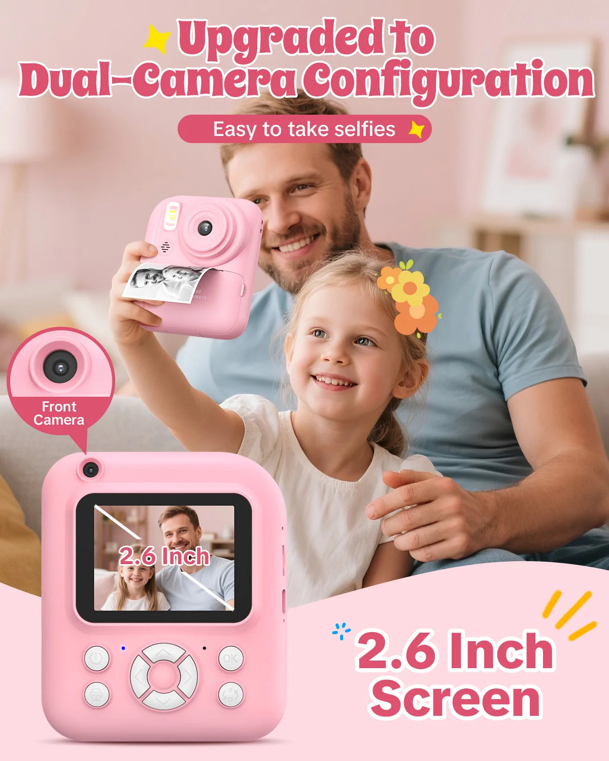 W&O Kids Instant Print Camera With LCD, Dual Lens And 16X Zoom