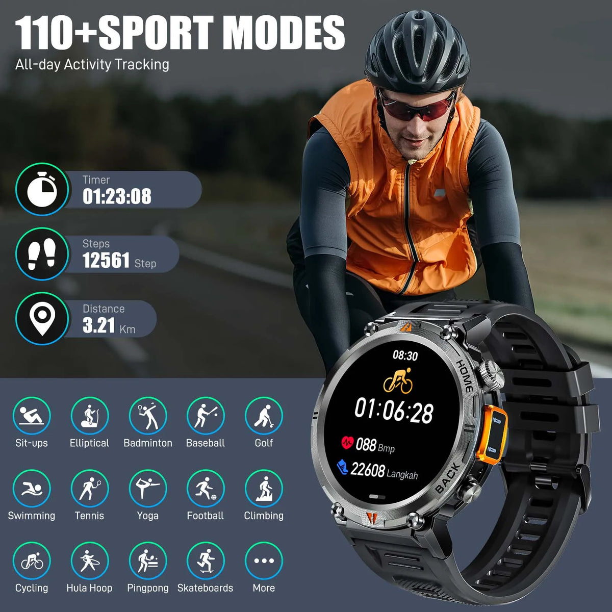 Eigiis Ke3 Smartwatch For Men Full Touch Health Monitor
