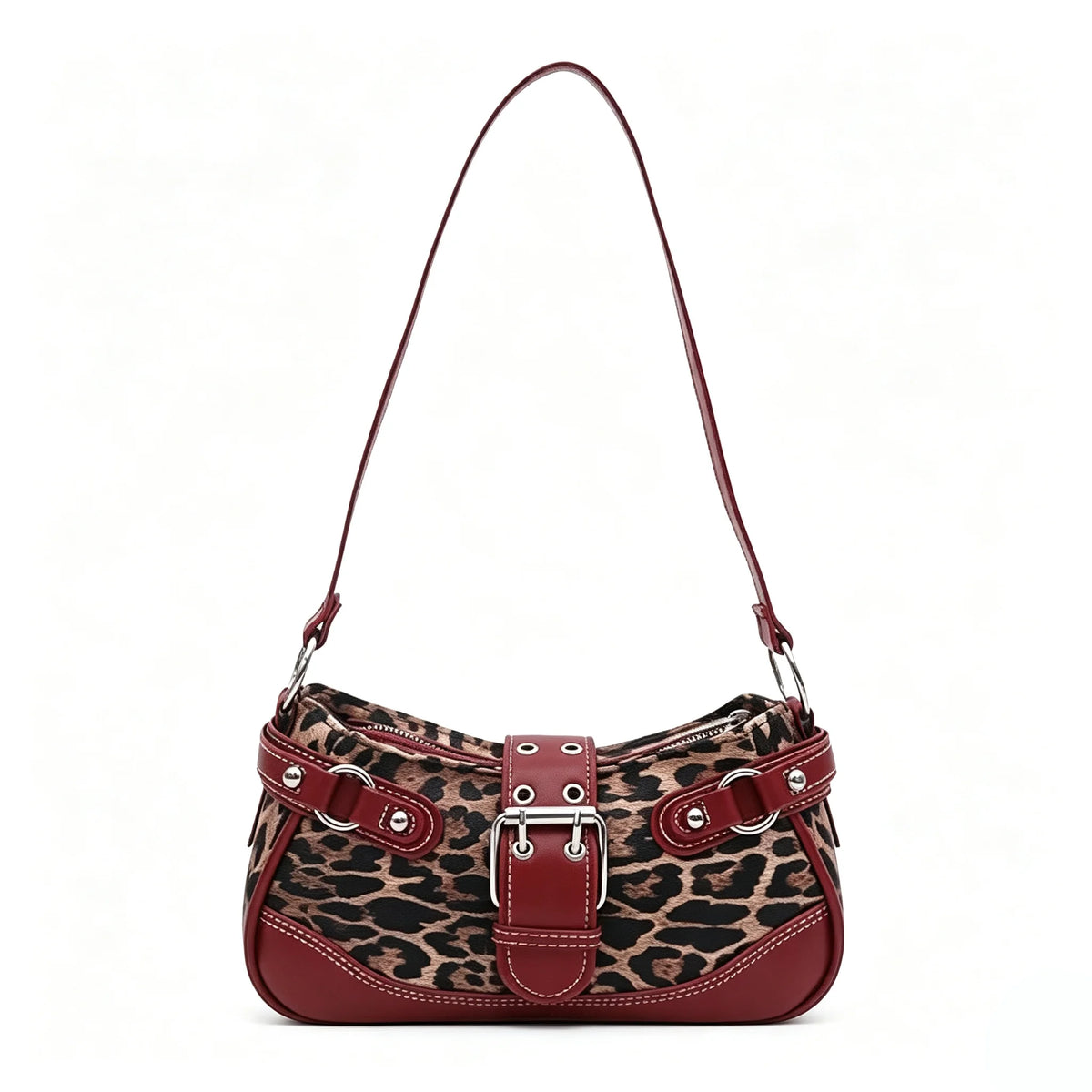Womens Retro Buckle Underarm Shoulder Bag With Zipper