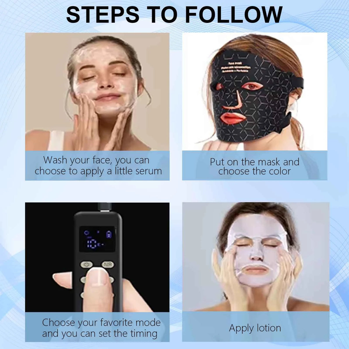 Portable Led Face Mask With 4 Modes Skin Rejuvenation Light Therapy