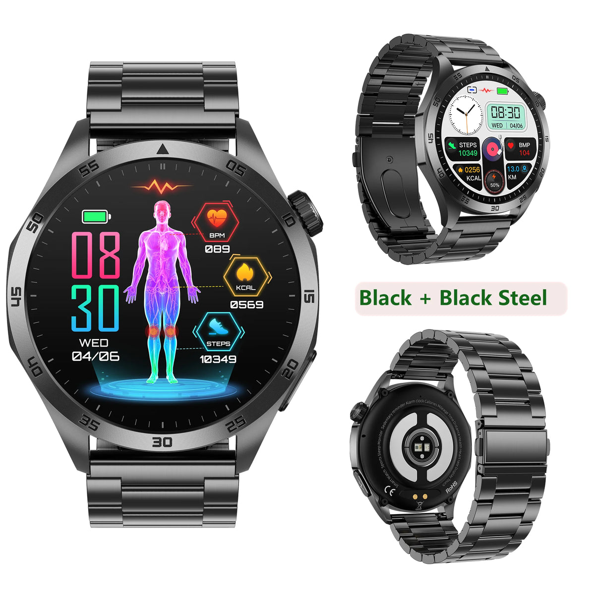 Male Health Smartwatch With ECG PPG Blood Pressure Monitor