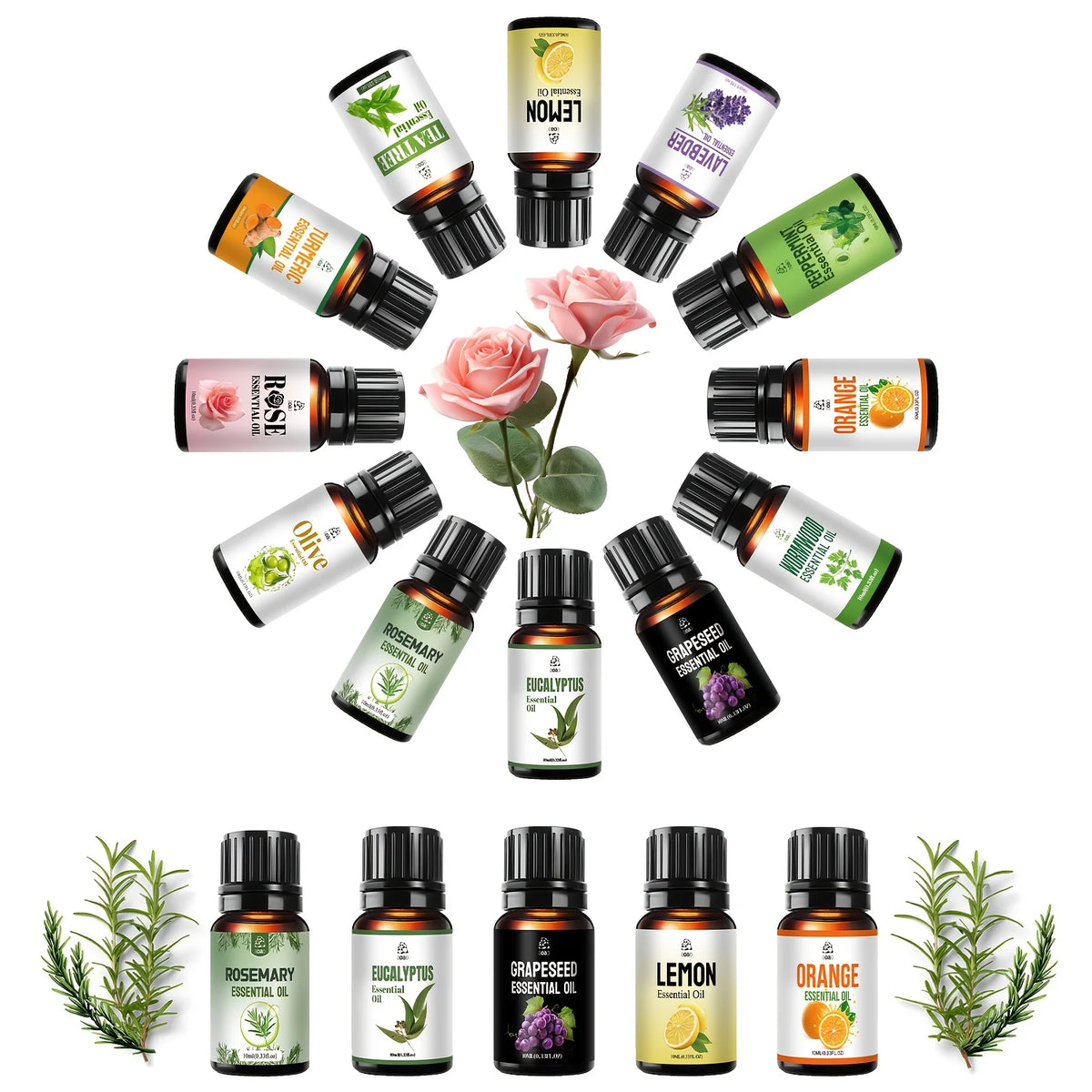 Aoao 12 Pc Essential Oil Blend For Facial Hair And Body Massage