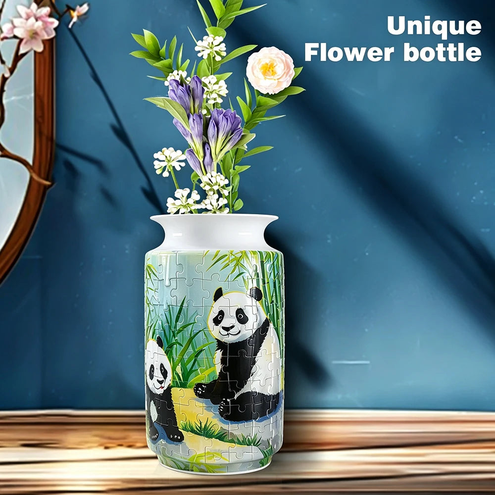 CONUSEA 162 Piece Panda Bamboo 3D Puzzle Vase For Home Decor Gift