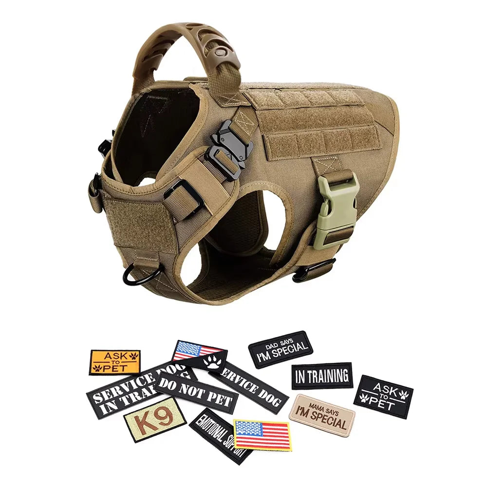 Tactical Dog Vest Harness Set With Collar And Leash For K9 Training