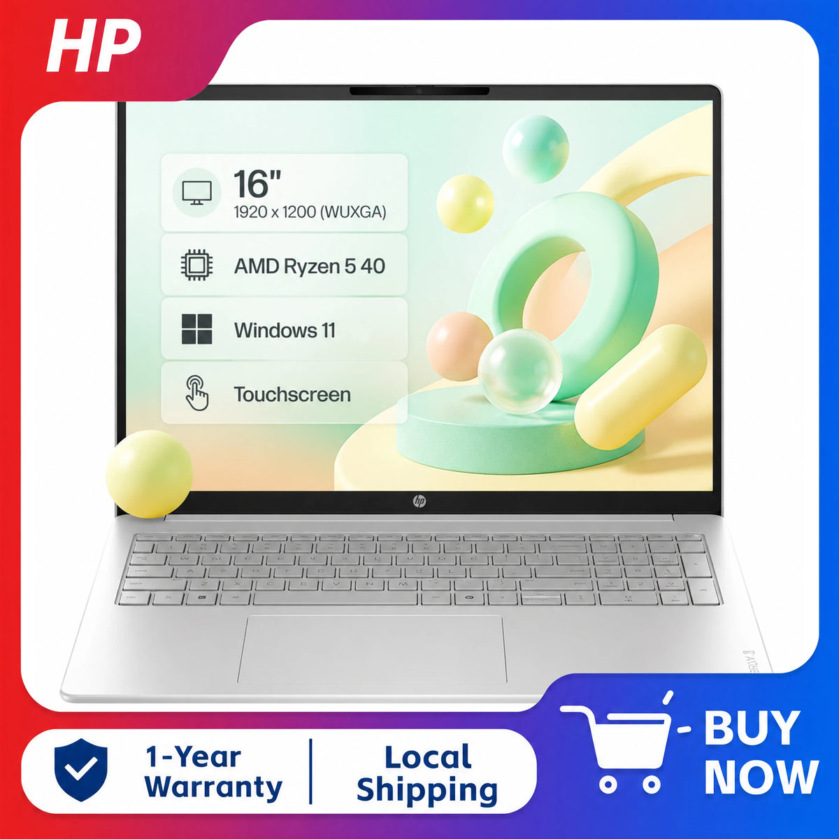 HP OmniBook 3 Laptop Featuring AMD Ryzen 5 Processor