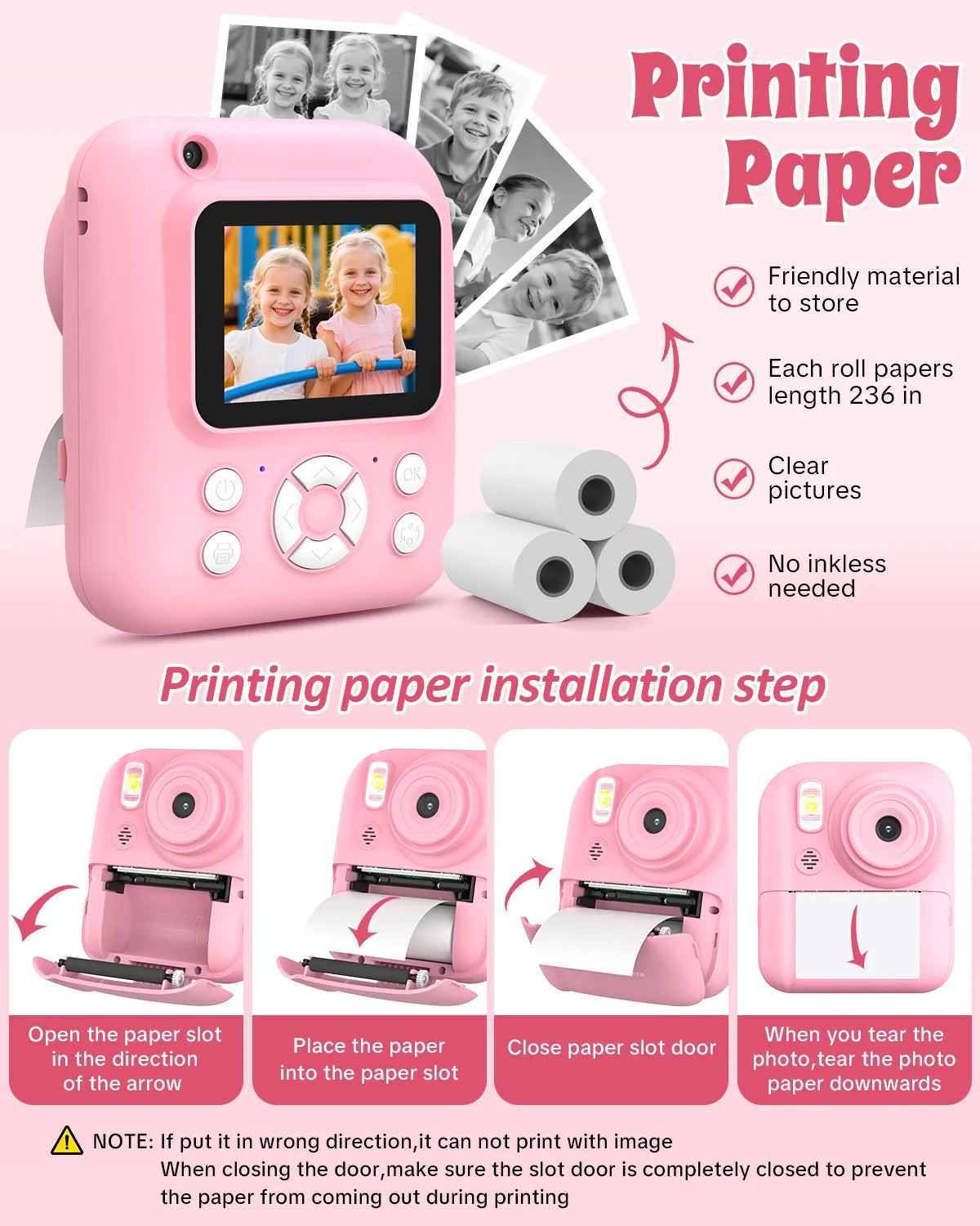 W&O Kids Instant Print Camera With LCD, Dual Lens And 16X Zoom