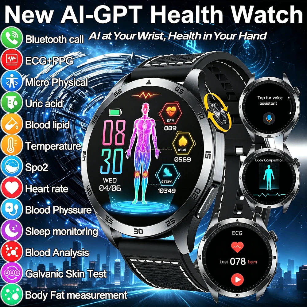Male Health Smartwatch With ECG PPG Blood Pressure Monitor