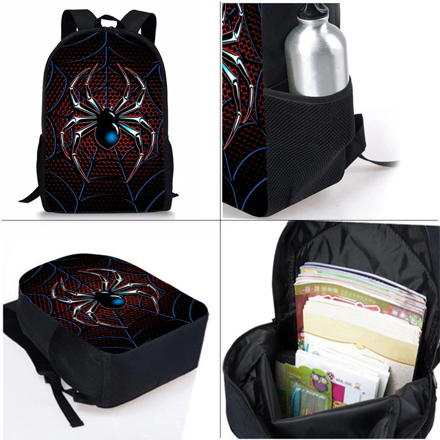 3D Cartoon Spider Pattern Three Piece Backpack Set For Kids
