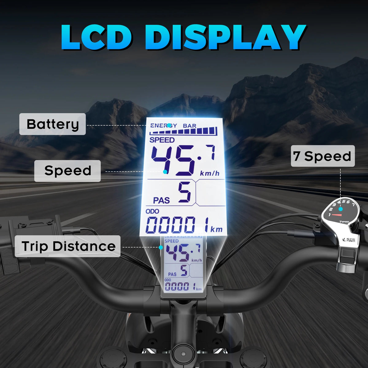 Ridstar Q50-25 2000W Electric Bike for Adults 48V 25Ah Detachable Battery 7 Speed 88 Miles Electric Motorcycle 20’’ Fat Tire E-Mou