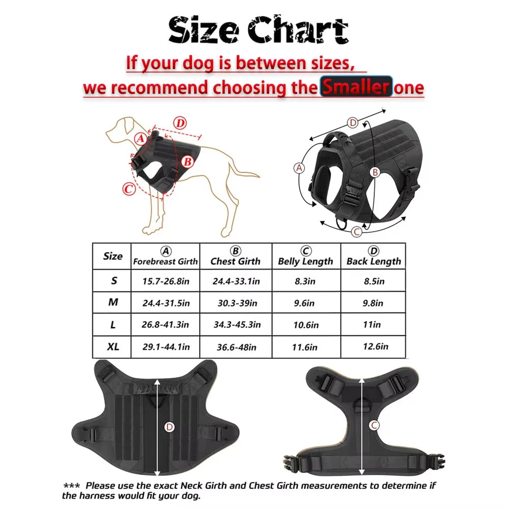 Tactical Dog Vest Harness Set With Collar And Leash For K9 Training