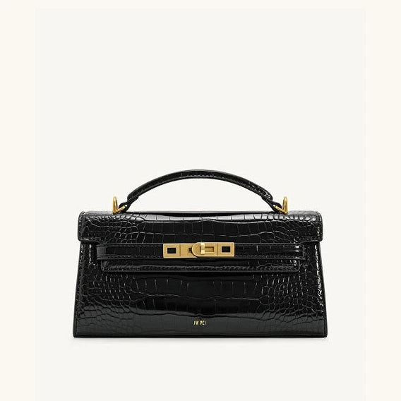JW PEI Noor Leather Top Handle Handbag Crocodile Embossed