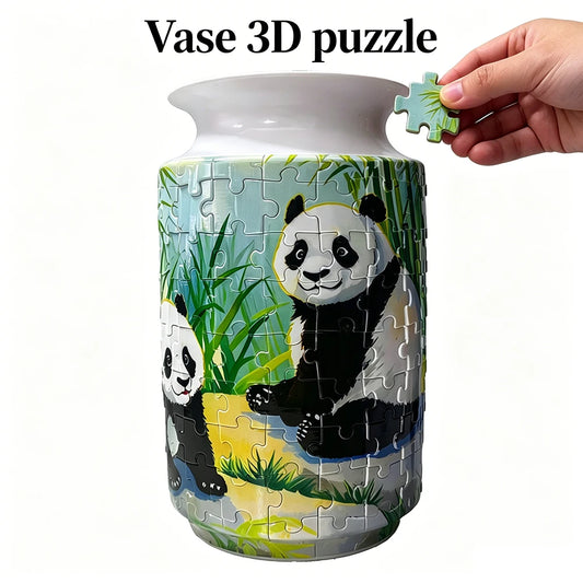 CONUSEA 162 Piece Panda Bamboo 3D Puzzle Vase For Home Decor Gift