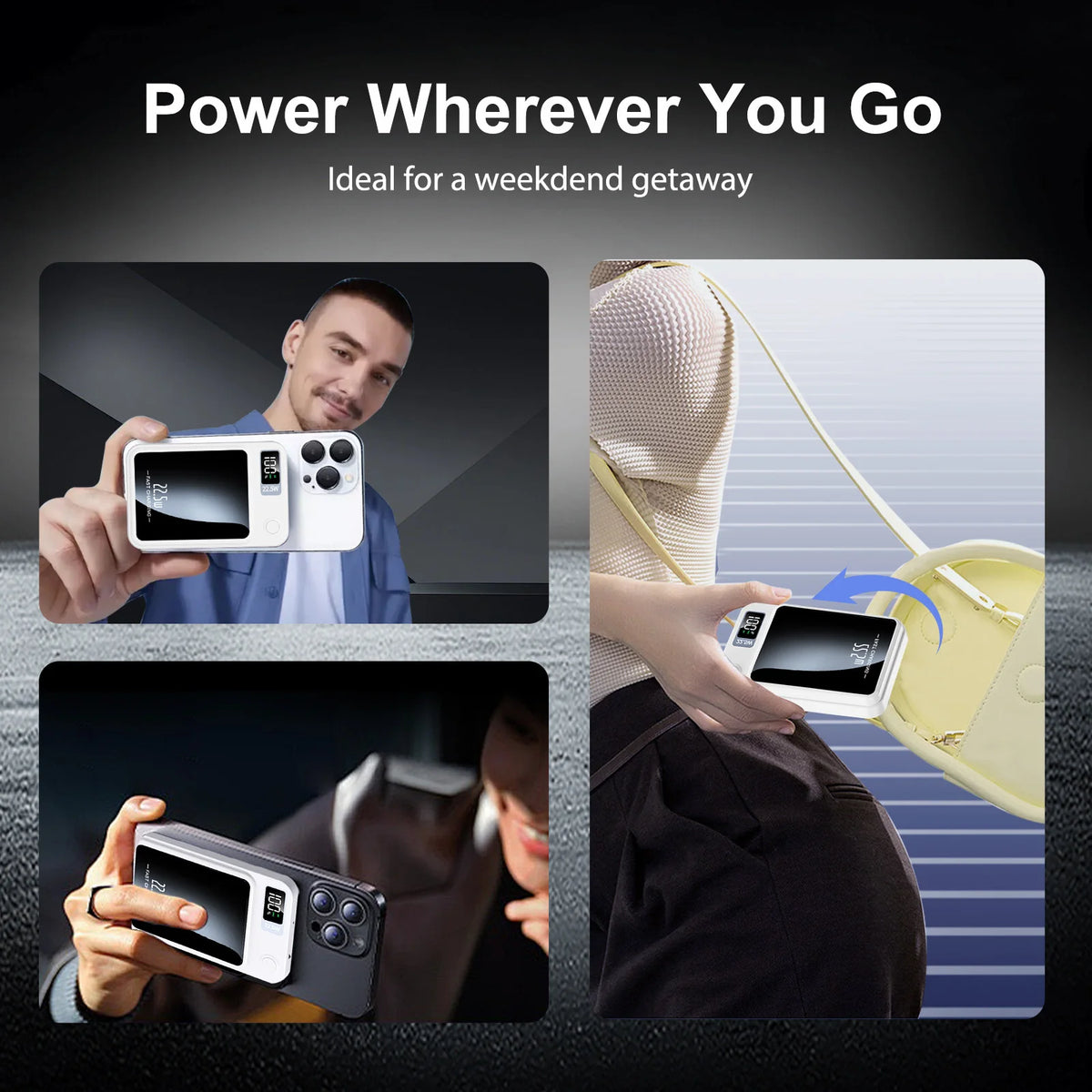Magnetic Wireless Power Bank Solar Panel Digital Fast Charger