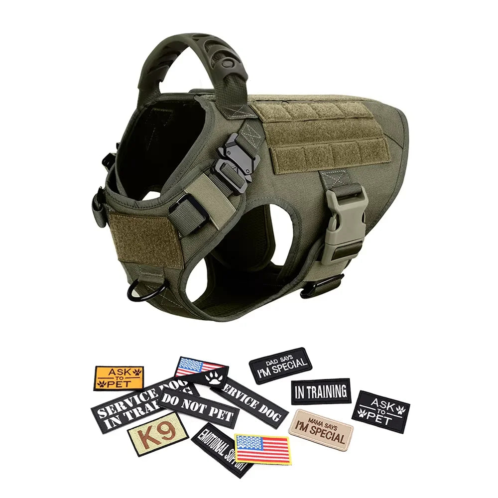 Tactical Dog Vest Harness Set With Collar And Leash For K9 Training