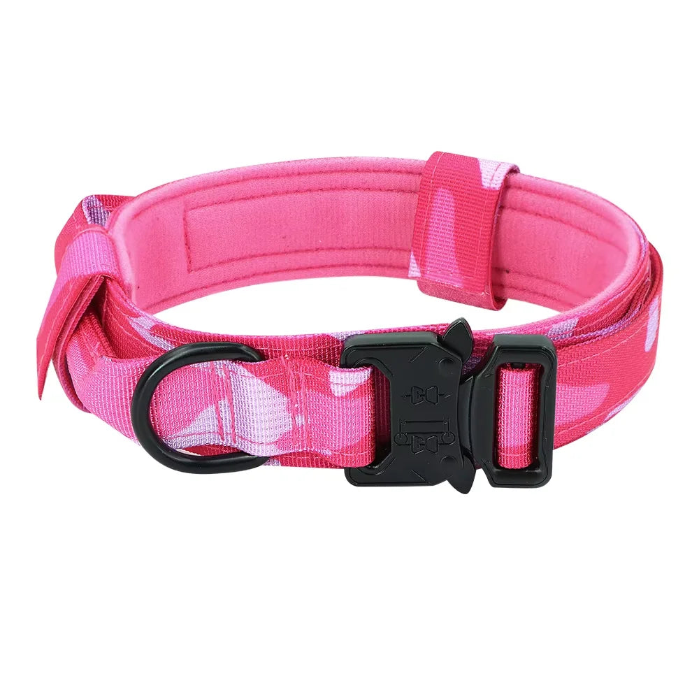 Adjustable Tactical Nylon Dog Training Collar And Leash Set With Quick Release Buckle