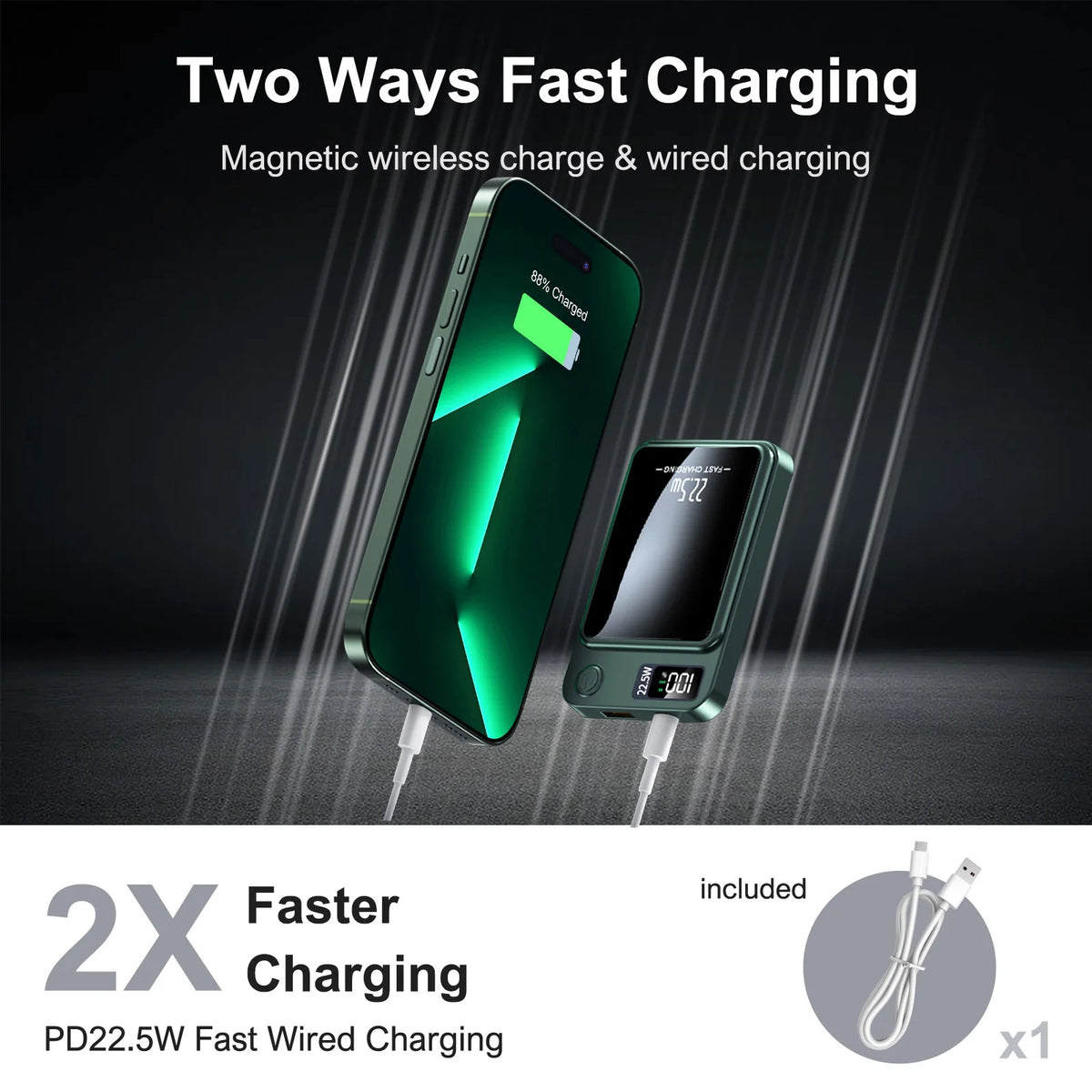 Magnetic Wireless Power Bank Solar Panel Digital Fast Charger