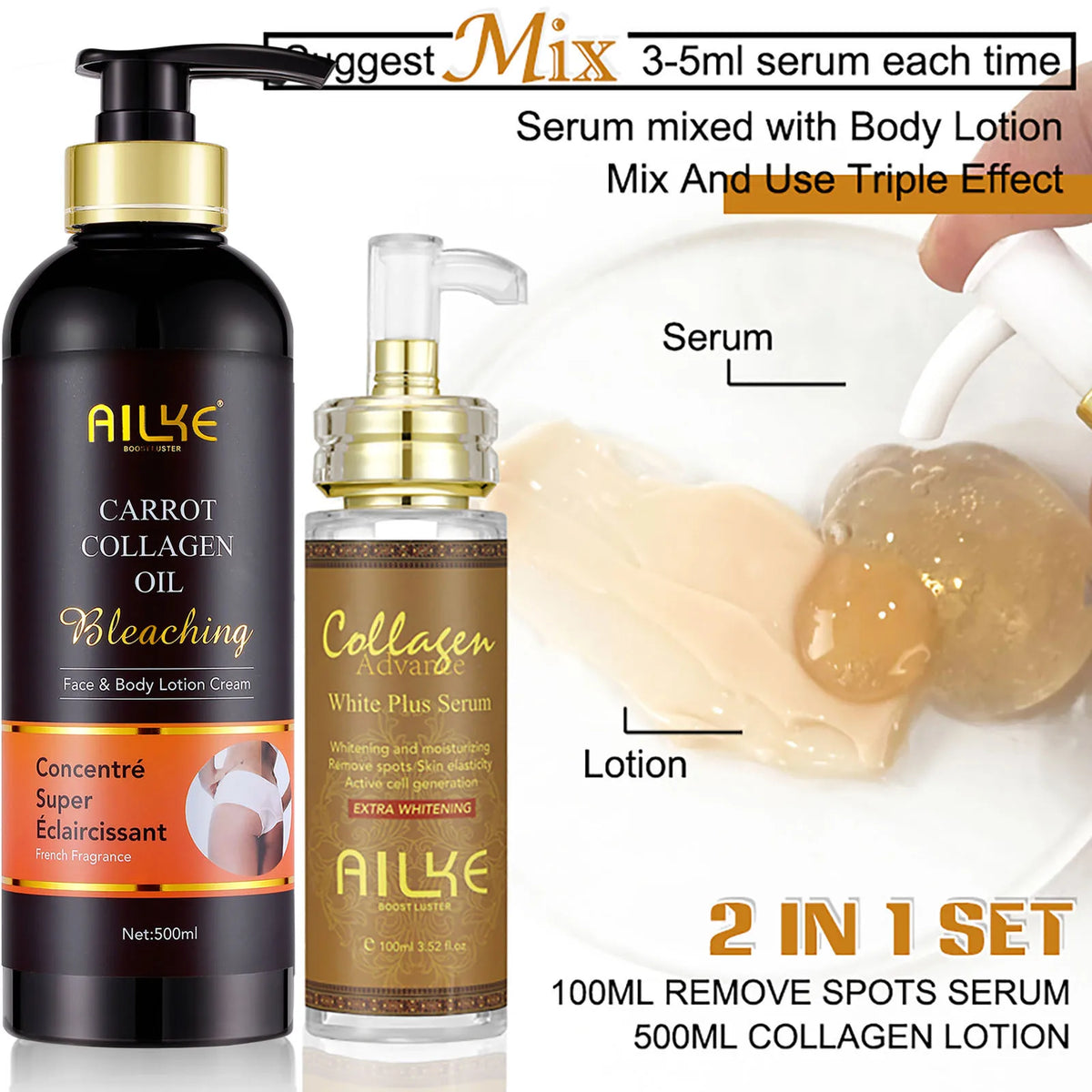 AILKE Collagen Skin Care Set For Women Whitening And Moisturizing