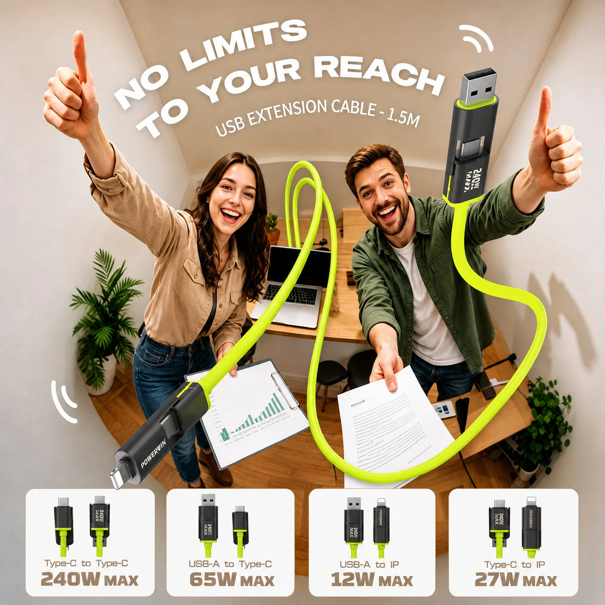Powerwin 240W USB C Cable PD3.1 Fast Charge