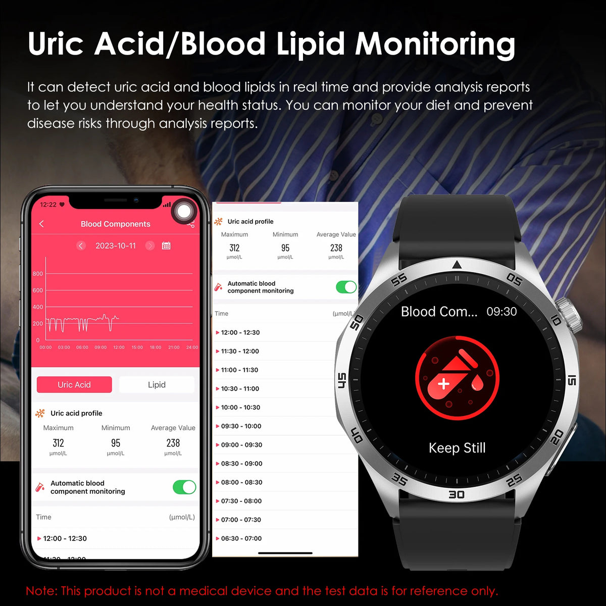Male Health Smartwatch With ECG PPG Blood Pressure Monitor