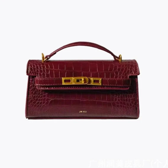 JW PEI Noor Leather Top Handle Handbag Crocodile Embossed