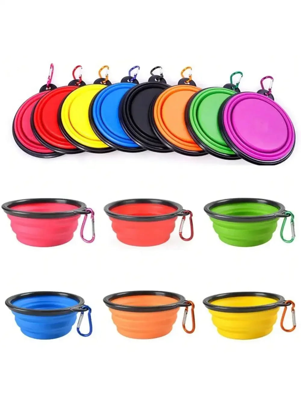 Portable Silicone Dog Feeder Bowl With Carabiner 2 In 1 Pet Water Dispenser