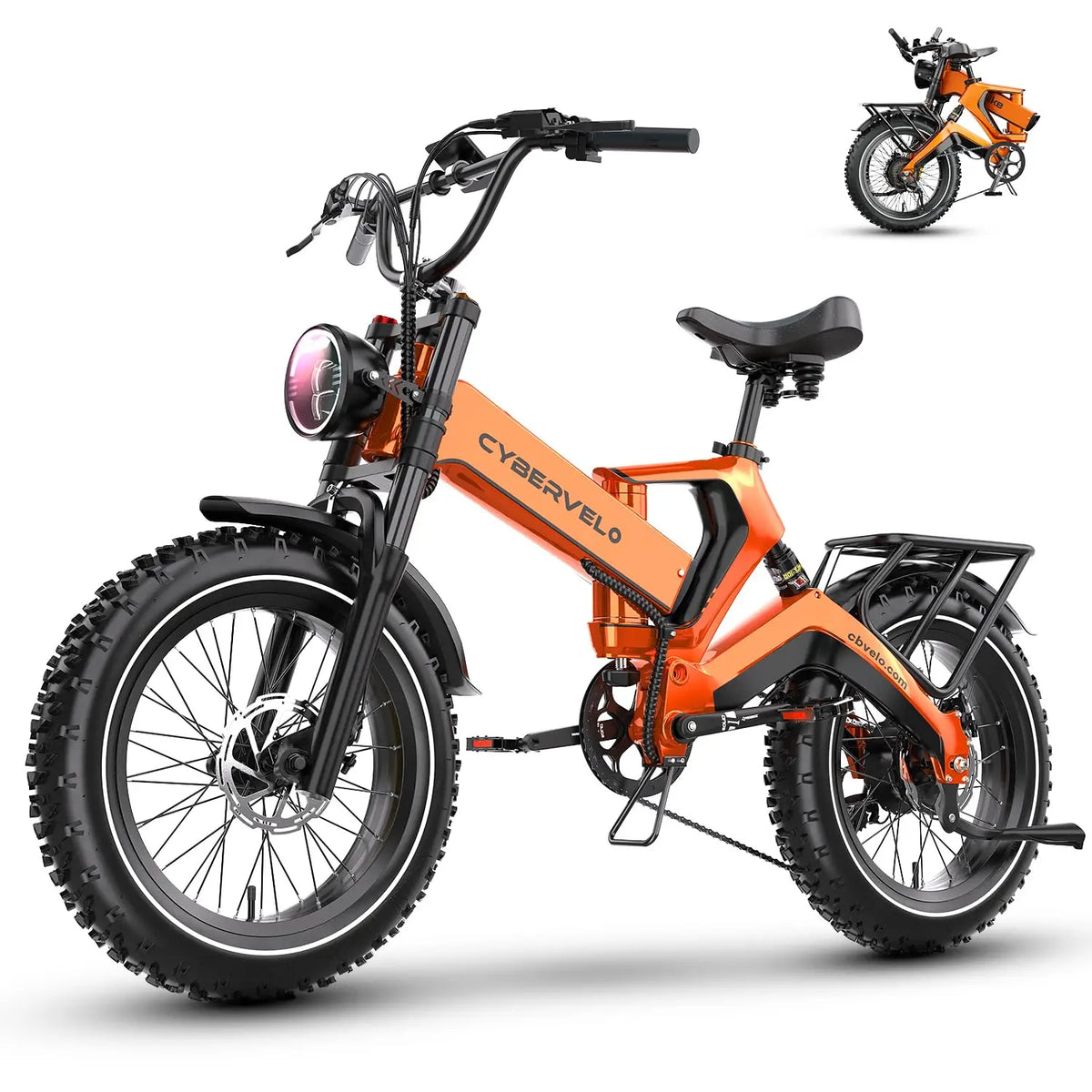 Cybervelo 20 In Fat Tire Foldable Electric Bike With Removable Battery And High Power