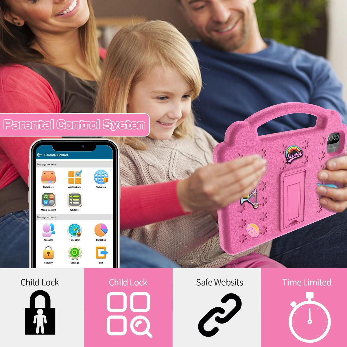 Pritom 10 Inch Kids Tablet With Parental Control And Carrying Case