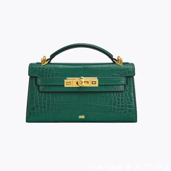 JW PEI Noor Leather Top Handle Handbag Crocodile Embossed