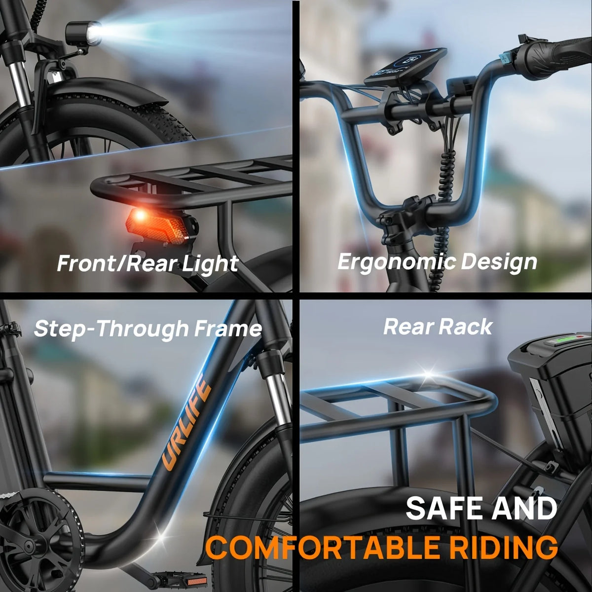 URLIFE 750W E20 Electric Bike | 48V 13Ah Removable Battery, 20MPH, 20''X3" Fat Tire, 7-Speed E-Bike with Dual Disc Brake