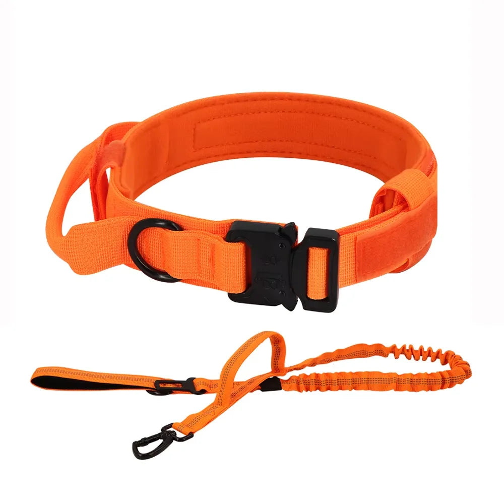 Adjustable Tactical Nylon Dog Training Collar And Leash Set With Quick Release Buckle