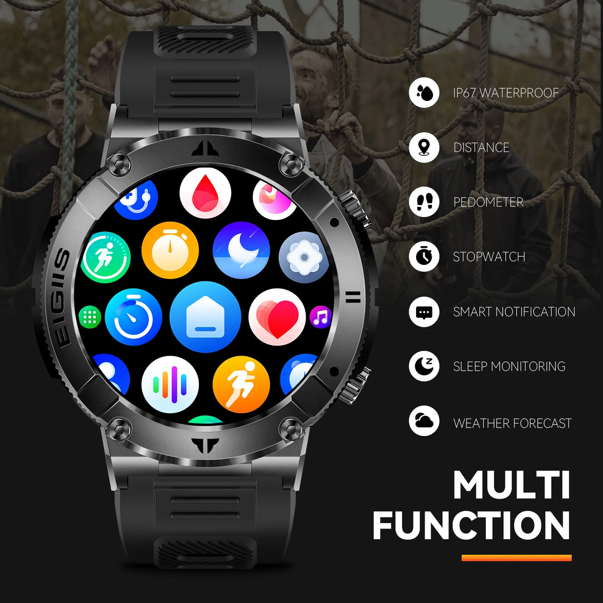 Lanikar Men Smart Watch Tft Bluetooth Call Blood Pressure Sport Fitness Health Monitor Custom Dial Waterproof