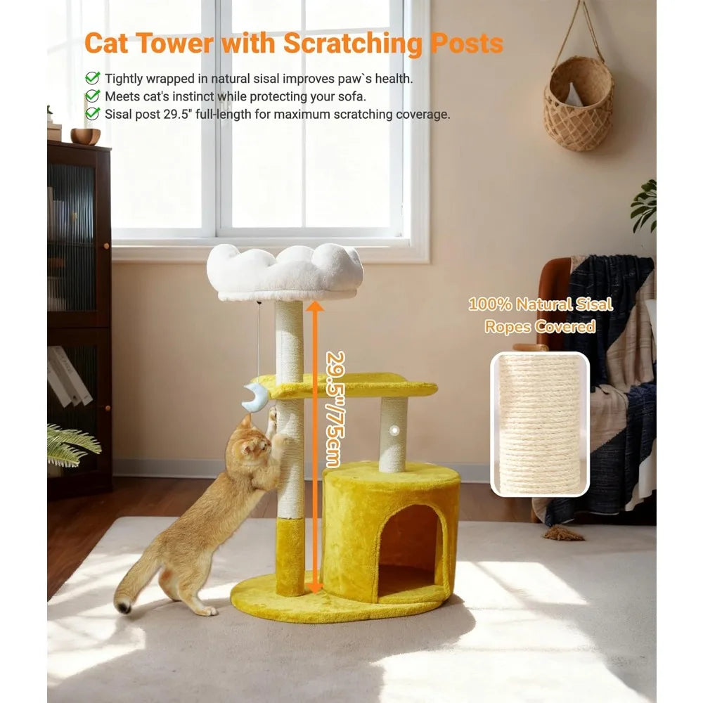 Nbvcx 33 Inch Multi Level Cat Tree Tower Cozy Padded Bed