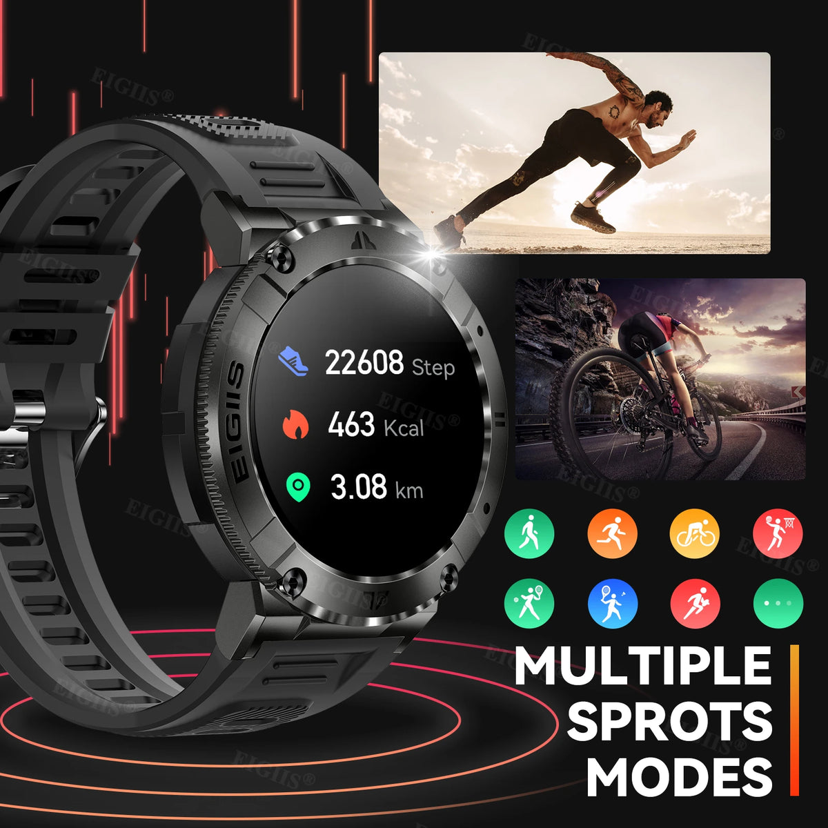 Lanikar Men Smart Watch Tft Bluetooth Call Blood Pressure Sport Fitness Health Monitor Custom Dial Waterproof