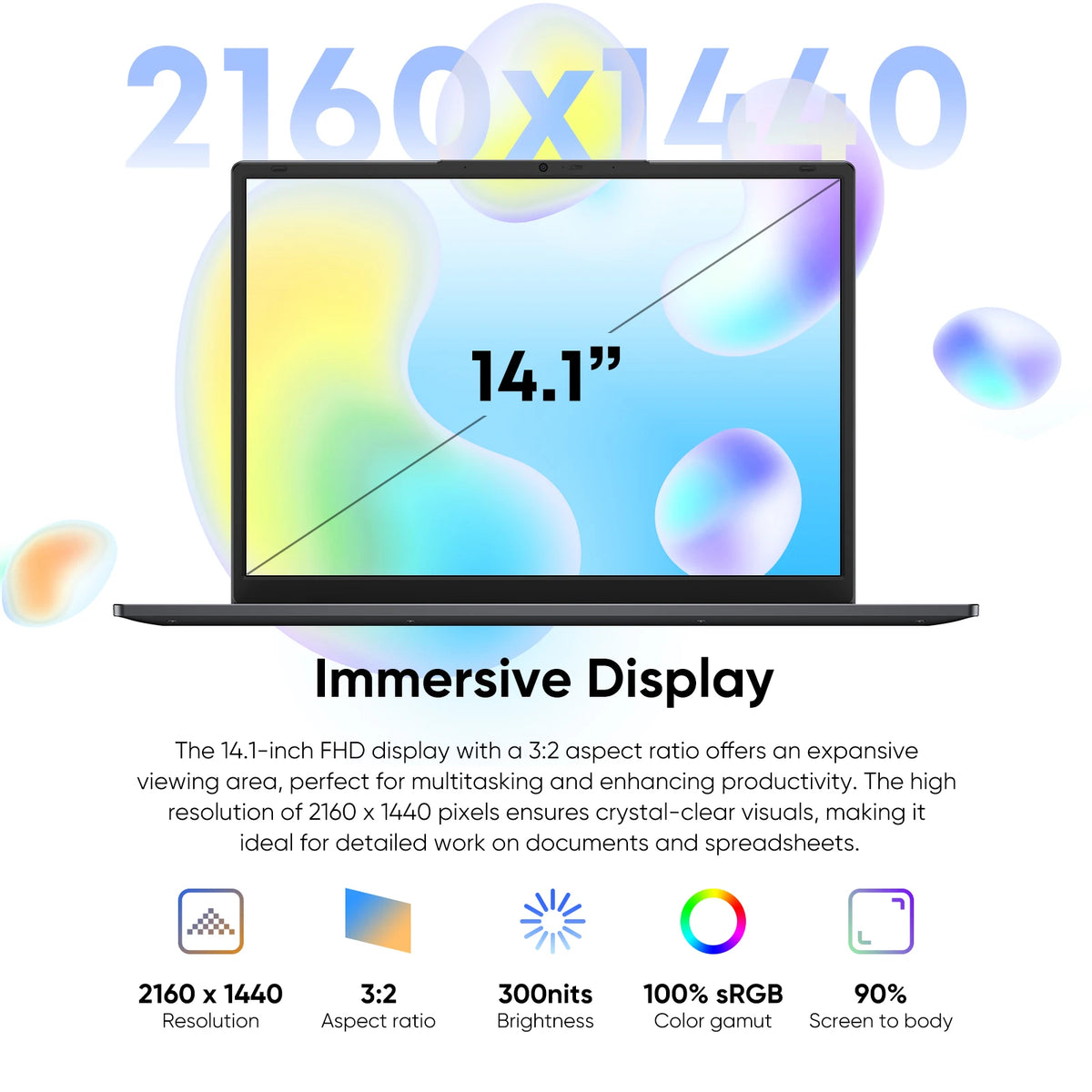 Zzenaero Windows 11 Pro Laptop With 14 Inch 2K Display