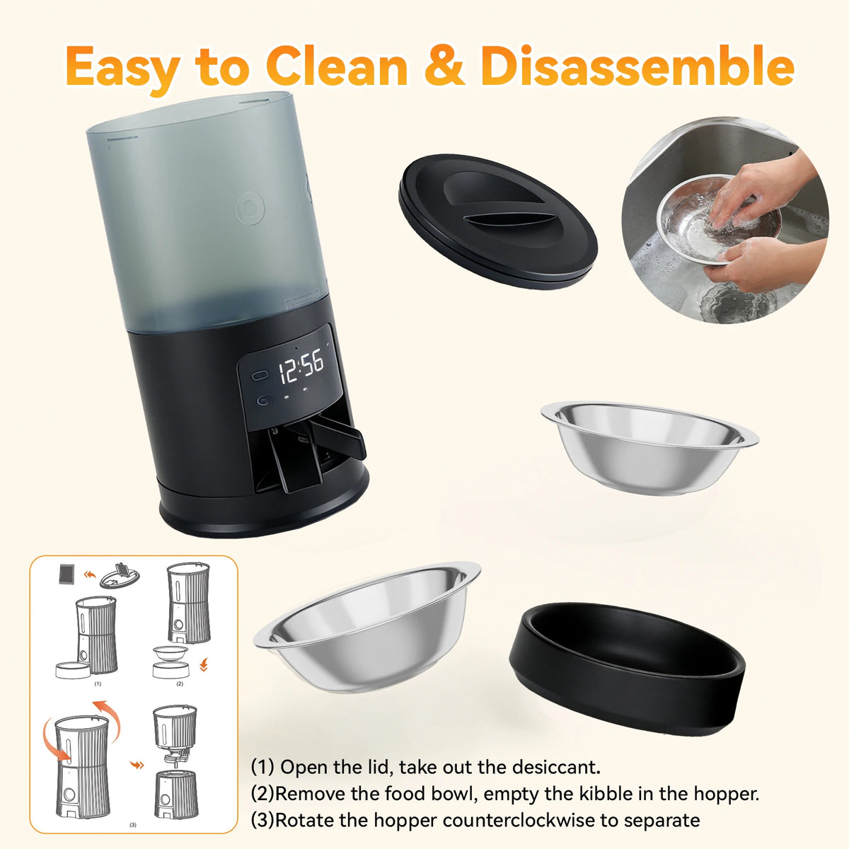 Jhk 6L Automatic Cat Food Dispenser With Stainless Steel Bowls