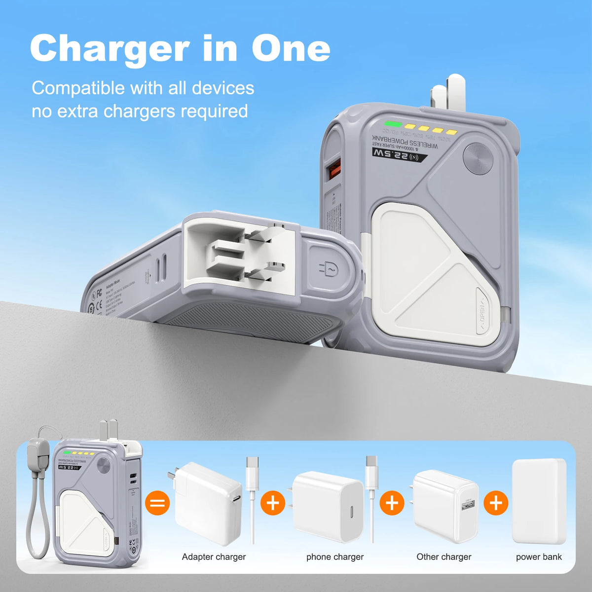 Prunus 10000mAh Wireless Power Bank With Fast Charging